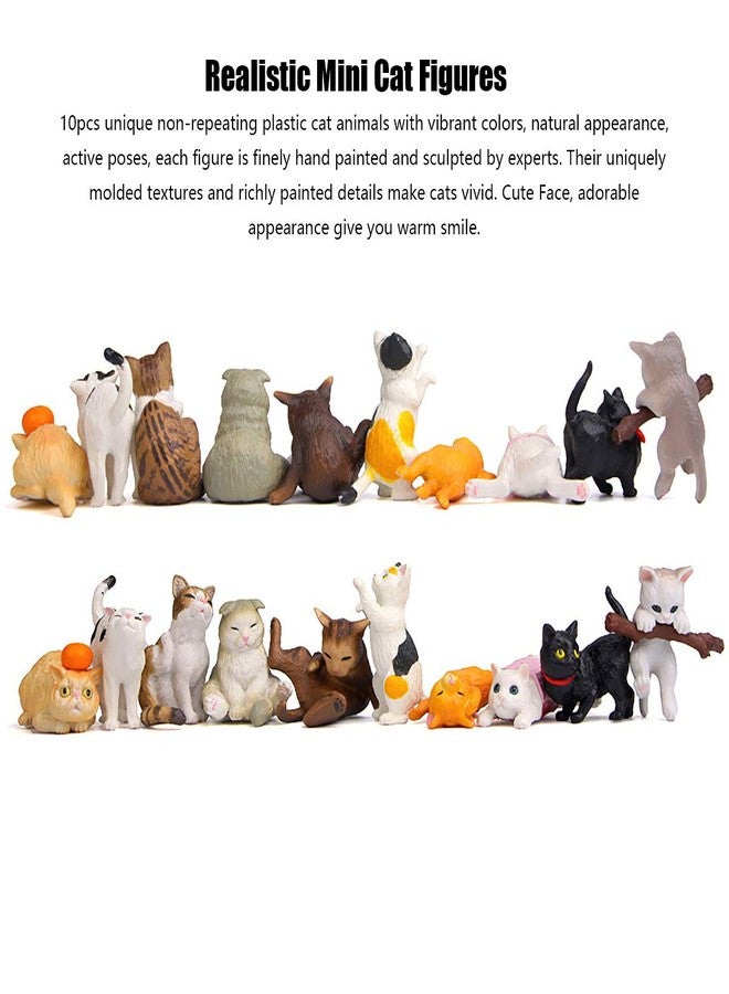 Lynkaye 10 pcs Realistic Cat Figurines Kitty Figures Set Mini Figure Collection Playset Kitten Easter Eggs Cake Topper Christmas Birthday Gift for Cat Keeper Lover - Image 2